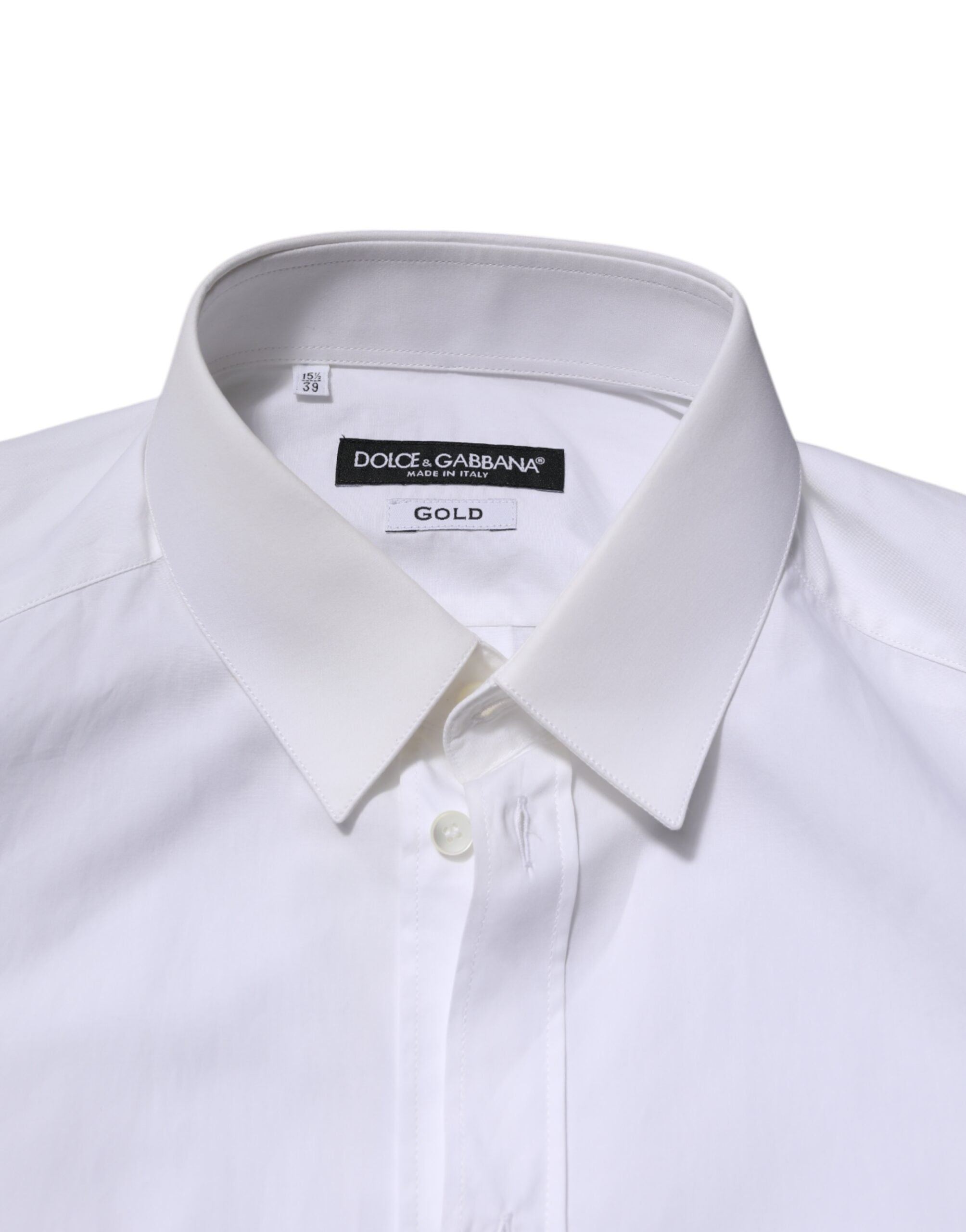 Dolce & Gabbana Weißes langärmeliges Hemd aus Baumwolle GOLD Formal